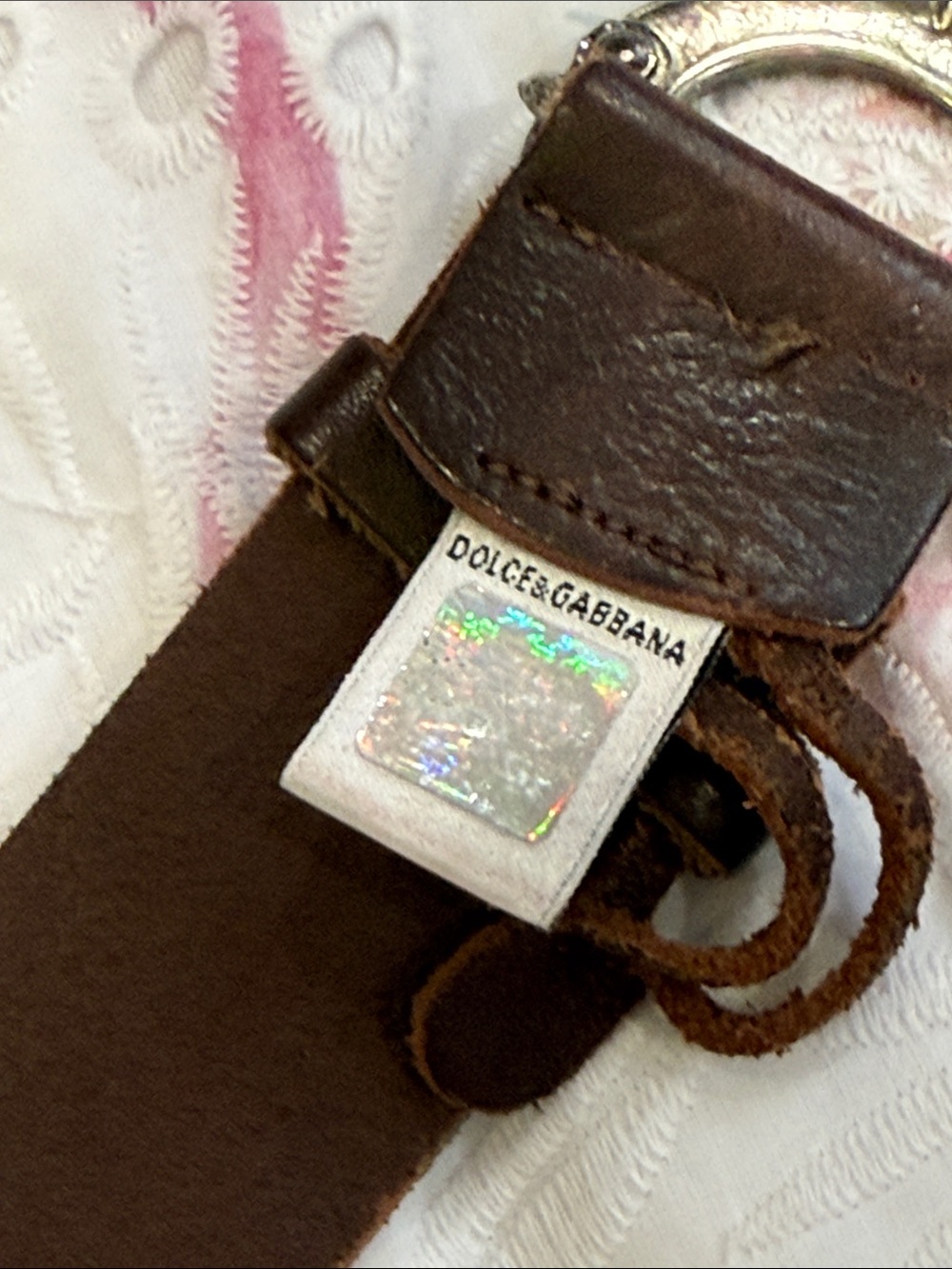 Braided Brown Leather Belt with Decorative Metal Buckle D&G 104cm vintage - Picture 6 of 7